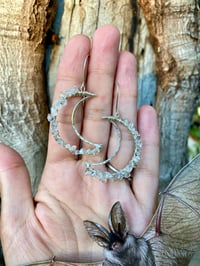 Image 7 of Crystal Encrusted Crescent Moon Earrings