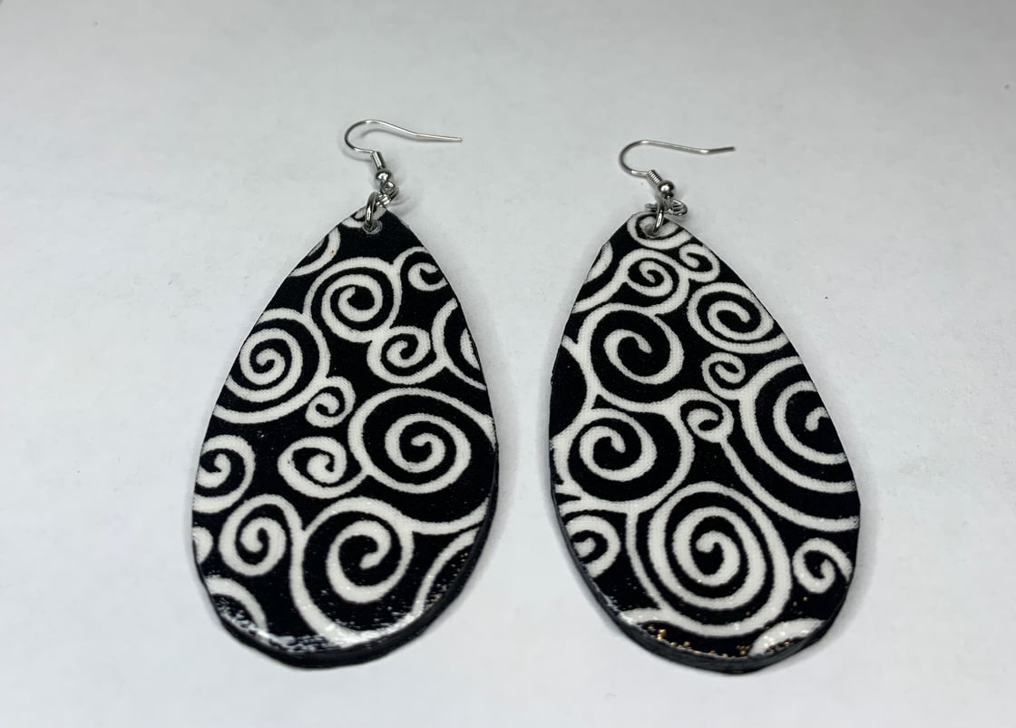 Image of "Creativity in Black & White" Teardrop Earrings