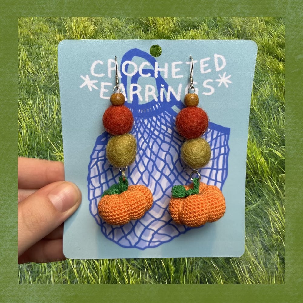 Image of PUMPKINS crocheted earrings