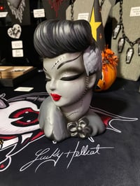 Image 1 of Vintage Revamped Up Do Gray Bride Of Frankenstein Head Vase