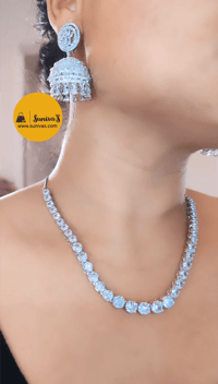 Image 1 of Alina- Jhumki American Diamond Necklace Set