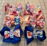 Image 1 of 4” Bear - Combo Leather/Ribbon Hair Bows