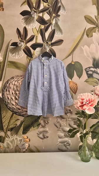 Image of Hemdchen mittelblau kariert, uni, Grösse 110cm 