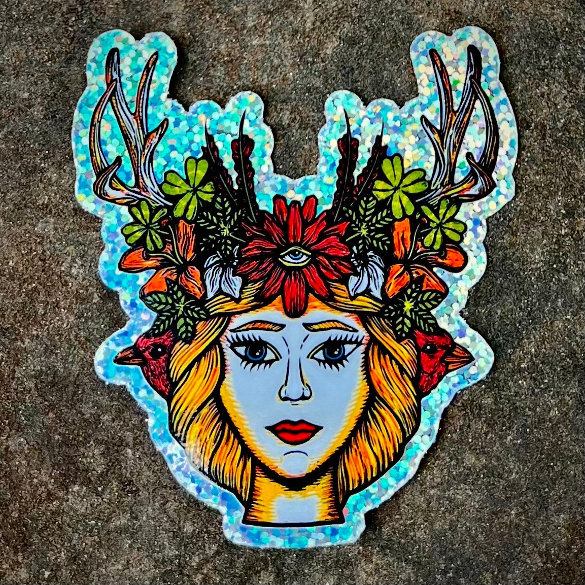 Image of Queen of the Springtime glitter sticker