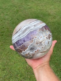Image 16 of Large Amethyst With Mexican Lace Agate Sphere Statement Piece #449