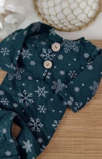 Image 2 of Christmas newborn romper for photo shoots | emerald | snowflakes