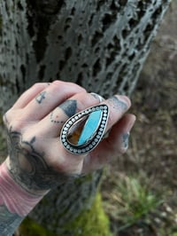 Image 4 of Intarsia Ring~Red Montana Agate/#8 Turquoise 