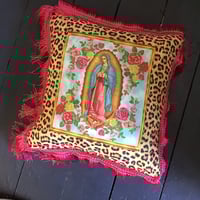 Image 8 of Raspberry Pink Fringe Virgin Leopard Cushion Cover