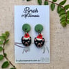Green Christmas Devil Earrings