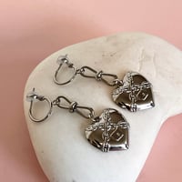 Image 2 of Midi Chain Heart Half Hoops