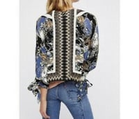 Image 2 of FREE PEOPLE v neck tie sleeve button front top