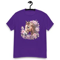 Image 4 of Unisex classic tee, Floral Majesty Horse Equestrian Tee