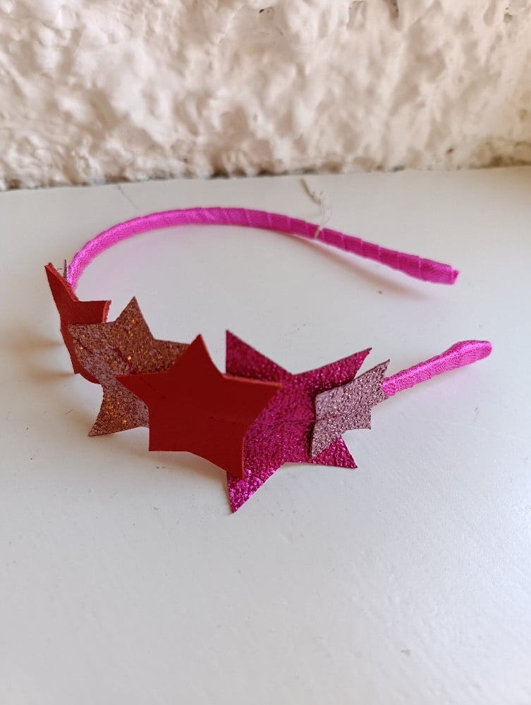 Image of Cerchietto stelle imperfette rosso/rosa