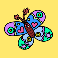 Image 2 of Toothy butterfly die cut sticker