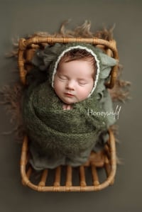 Evergreen Fuzzy Bonnet + Lace Trim