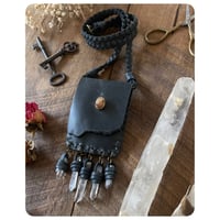 Image 1 of Treasure Pouch Necklace in Midnight Grey Leather