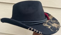 Image 3 of Black Painted Cowboy Hat Flowers and Feather Band