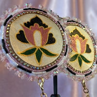 Image 2 of Beaded Parfleche & Horse Hair Earrings