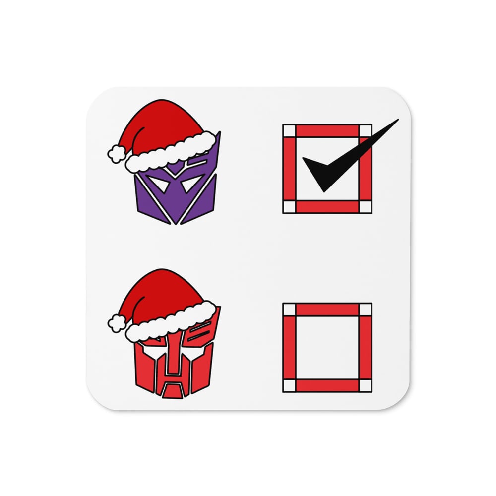 Image of Christmas Novelty Bot or Con? Con! Cork-back coaster