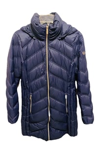 Image 2 of Michael Michael Kors lightweight navy mid length puffer jacket
