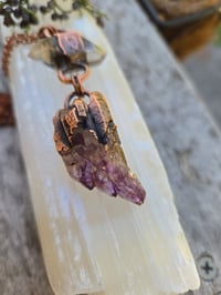 Image 4 of Electroformed Herkimer Diamond and Elestial Amethyst necklace