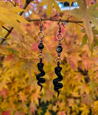 Image 4 of Silver Obsidian Night Serpent Earrings