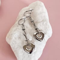 Image 5 of Heart and Chain Half Hoops