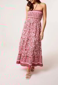 Image 5 of FLORAL PRINT SHIRRED BUST BANDEAU DRESS