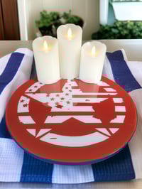 Image 2 of 14" Lazy Susan Turntable Epoxy Resin Art American Star