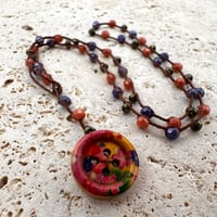 Image 1 of Boho Hearts & Flowers Button Necklace