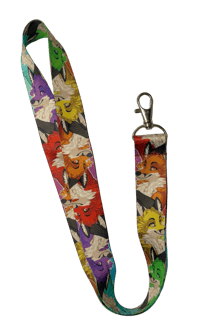 Rainbow lounging foxes lanyard