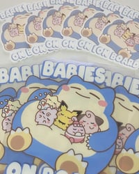 Image 3 of Snorlax Babies on Board Sticker Flake & Car Decal