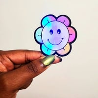 Image 2 of Smiley Flower - Holographic Sticker