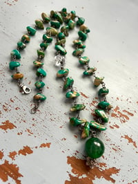 Image 2 of boho turquoise and emerald necklace