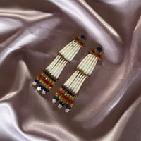 Image 1 of 2 tier Dentalium Earrings (6 shell rows)