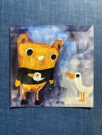 Image 1 of Duck and Bear  (and duck)  A fine Art print 6”x 6”