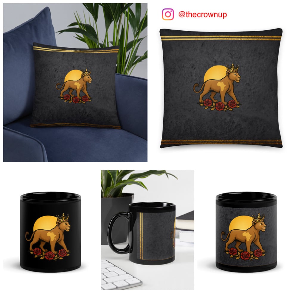 Image of Lion Queen Pillow and Coffee Cup