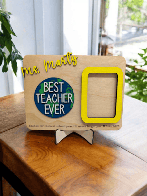Image of Personalized Wooden Teacher Photo Frame, Teacher Appreciation Gifts, Cute Gifts for Teachers, Custom
