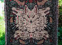 Image 2 of Wolves and Wildflowers Woven Blanket