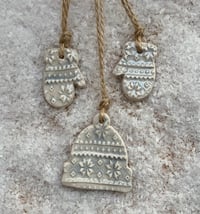 Image 7 of Ceramic Winter Hat and Mittens. Set of 3