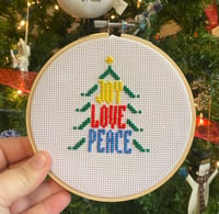 joy love peace cross stitch