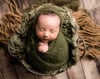 Olive Green Newborn Bonnet Wrap & Layer Photography Prop Set