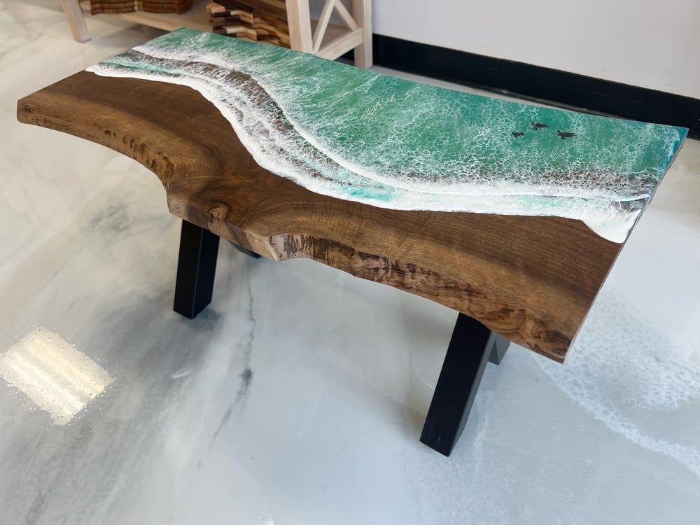 Image of Live Edge Walnut Ocean Bench or Table 