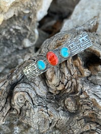 Red Spiny & Blue Ridge Turquoise Barrette