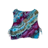 Image 1 of L 100% Cotton Woven Side-Tie Top in Tropical Geode Ice Dye