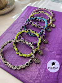 Image 2 of Evil Eye Bracelet w/ Hamsa Charms 🧿 ( Silver )