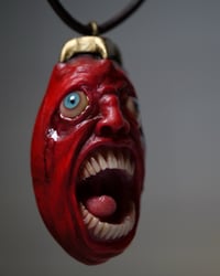 Image 16 of Berserk Egg of the King screamer pendant, leather cord, brass hardware, OOAK