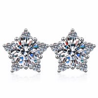 Image 5 of CT Moissanite Star Sterling Silver Stud Earrings