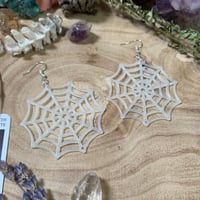 Image 4 of Glow In The Dark Giant Cobweb Earrings