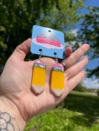 Image 1 of Little Weenie Pencil Earrings